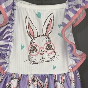 Adorable boutique Bunny Print Dress with Ruffles little girls medium